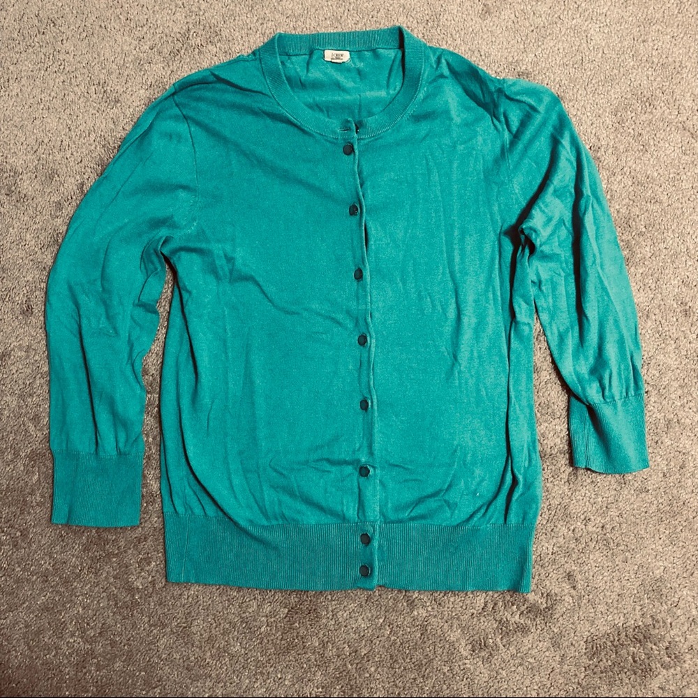 Teal J Crew Cardigan